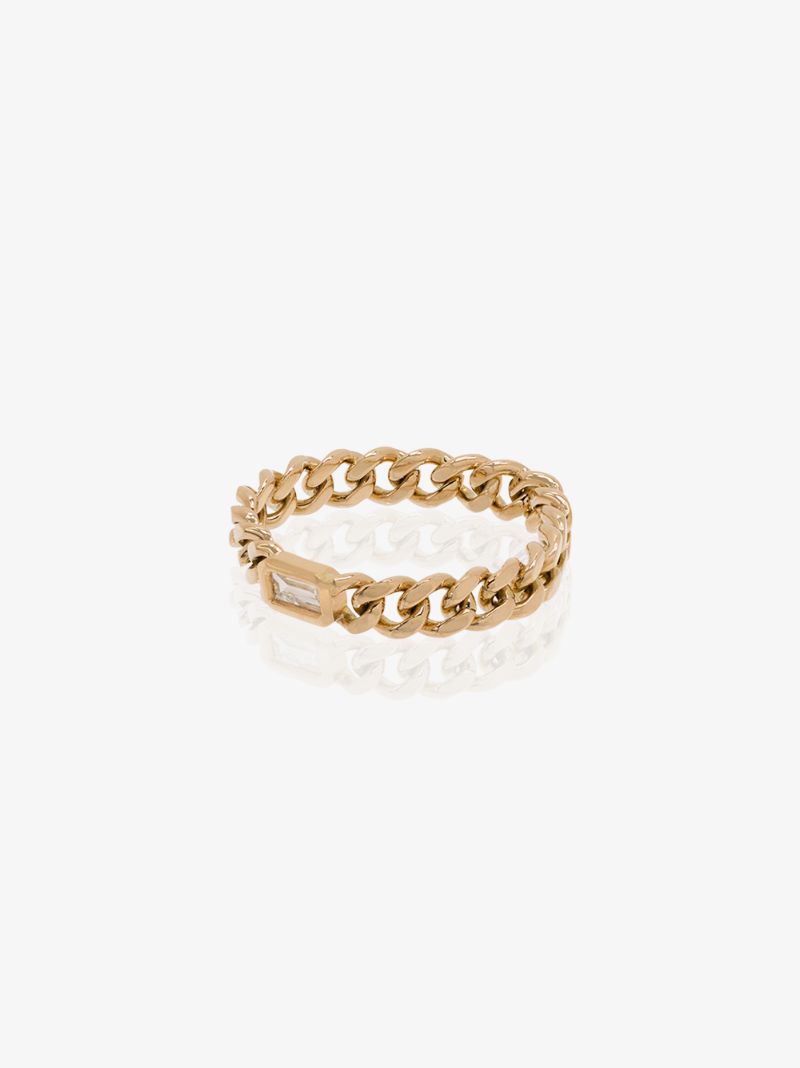 18k Yellow Gold Baby Link Diamond Ring