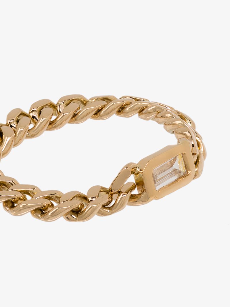 18k Yellow Gold Baby Link Diamond Ring