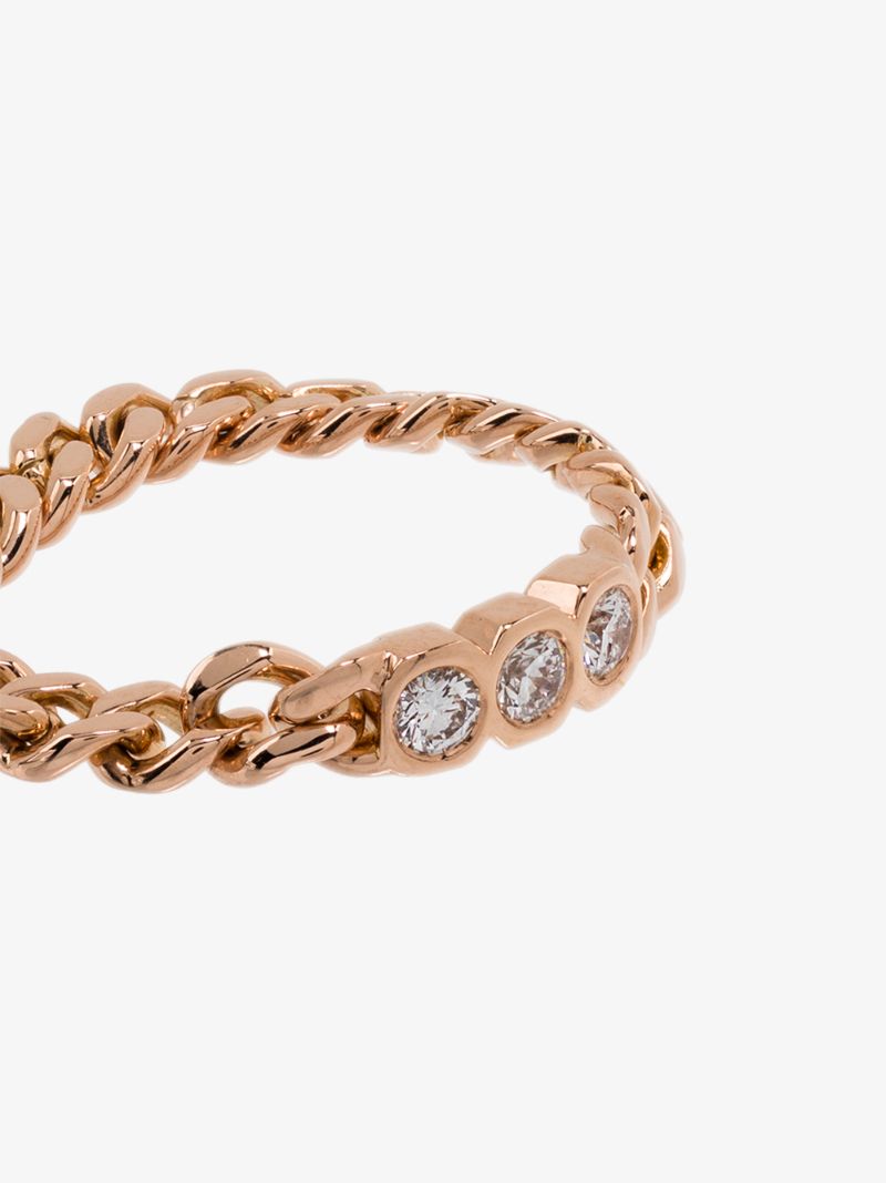 18k Rose Gold Baby Link Triple Diamond Ring