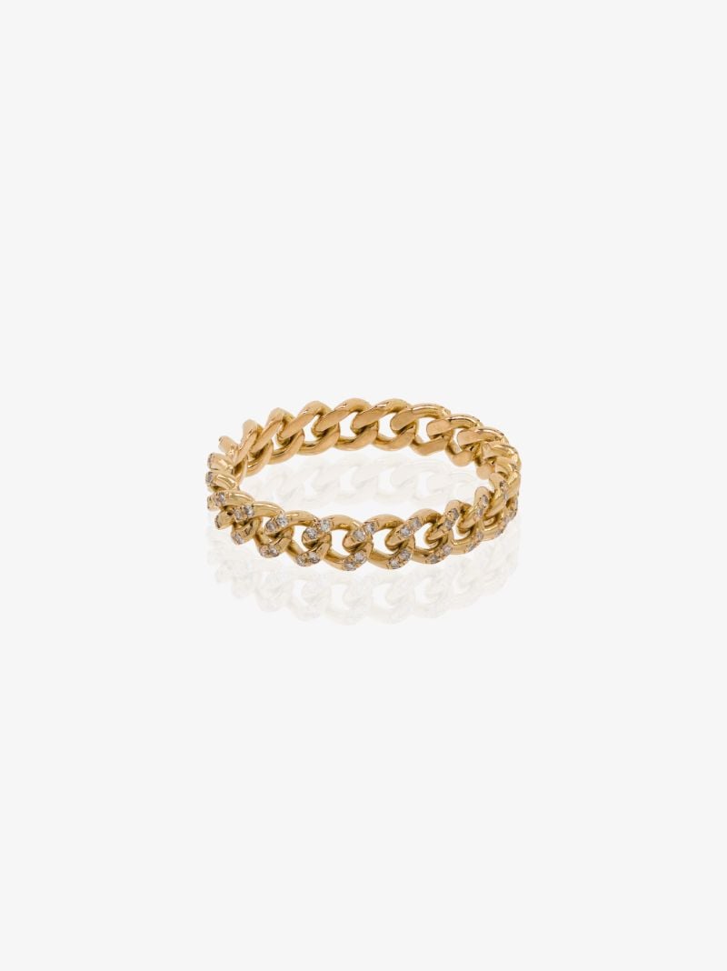 18k Yellow Gold Baby Link Diamond Ring