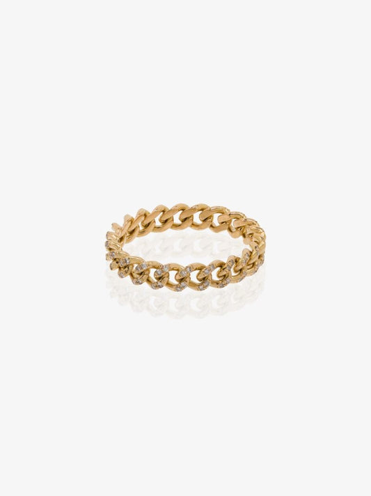 18k Yellow Gold Baby Link Diamond Ring