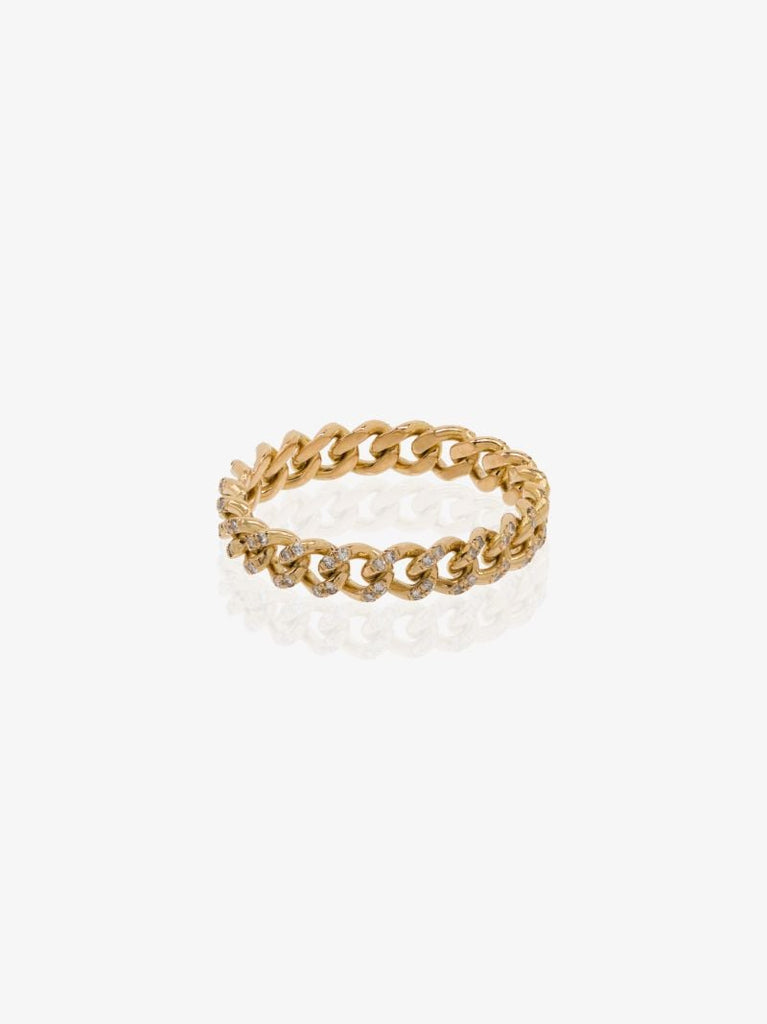 18k Yellow Gold Baby Link Diamond Ring