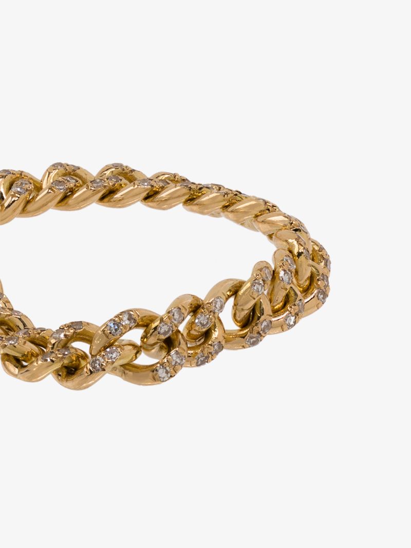 18k Yellow Gold Baby Link Diamond Ring
