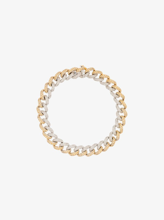 18k Yellow and White Gold Medium Link Diamond Bracelet