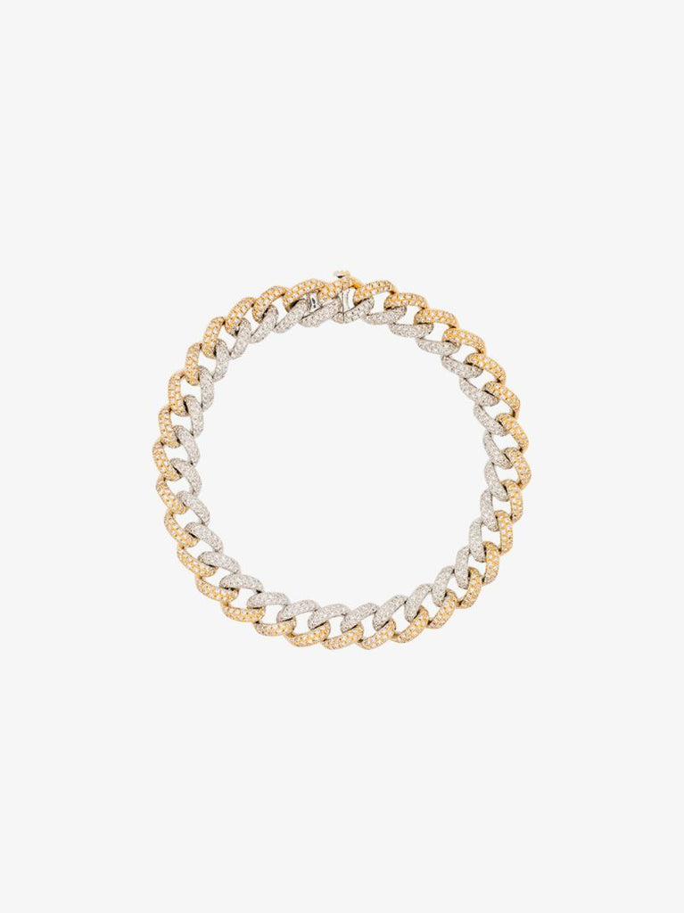 18k Yellow and White Gold Medium Link Diamond Bracelet