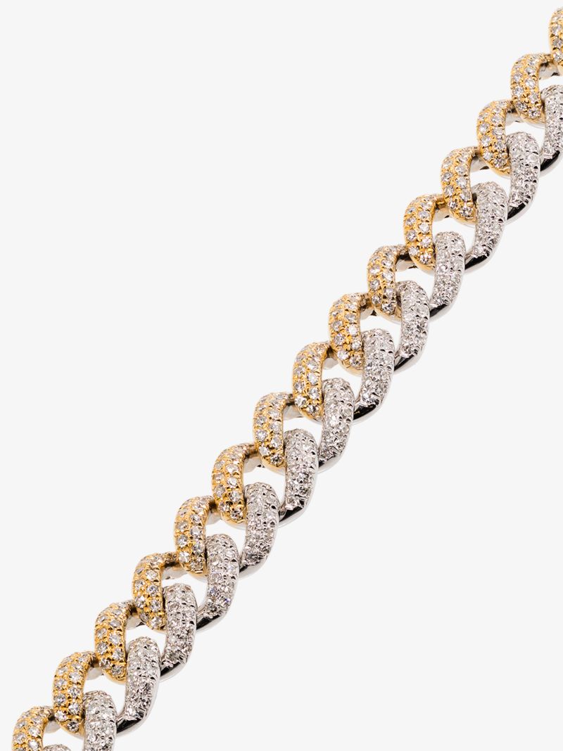 18k Yellow and White Gold Medium Link Diamond Bracelet