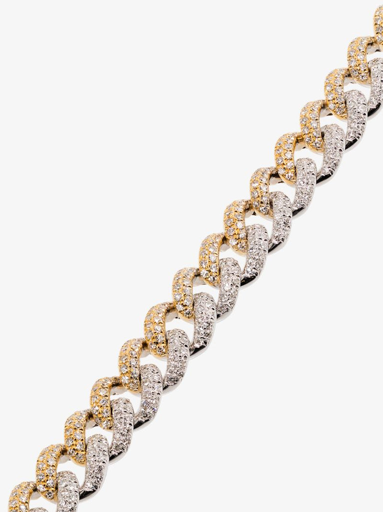 18k Yellow and White Gold Medium Link Diamond Bracelet