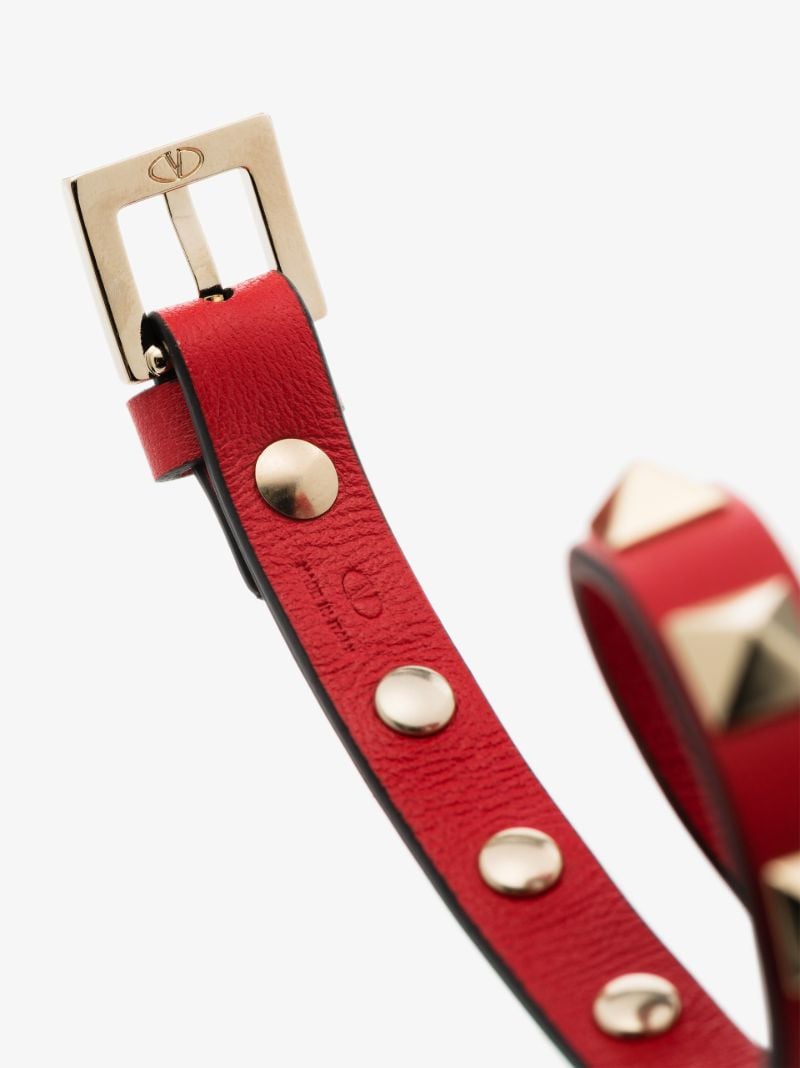 Red Rockstud Leather Bracelet