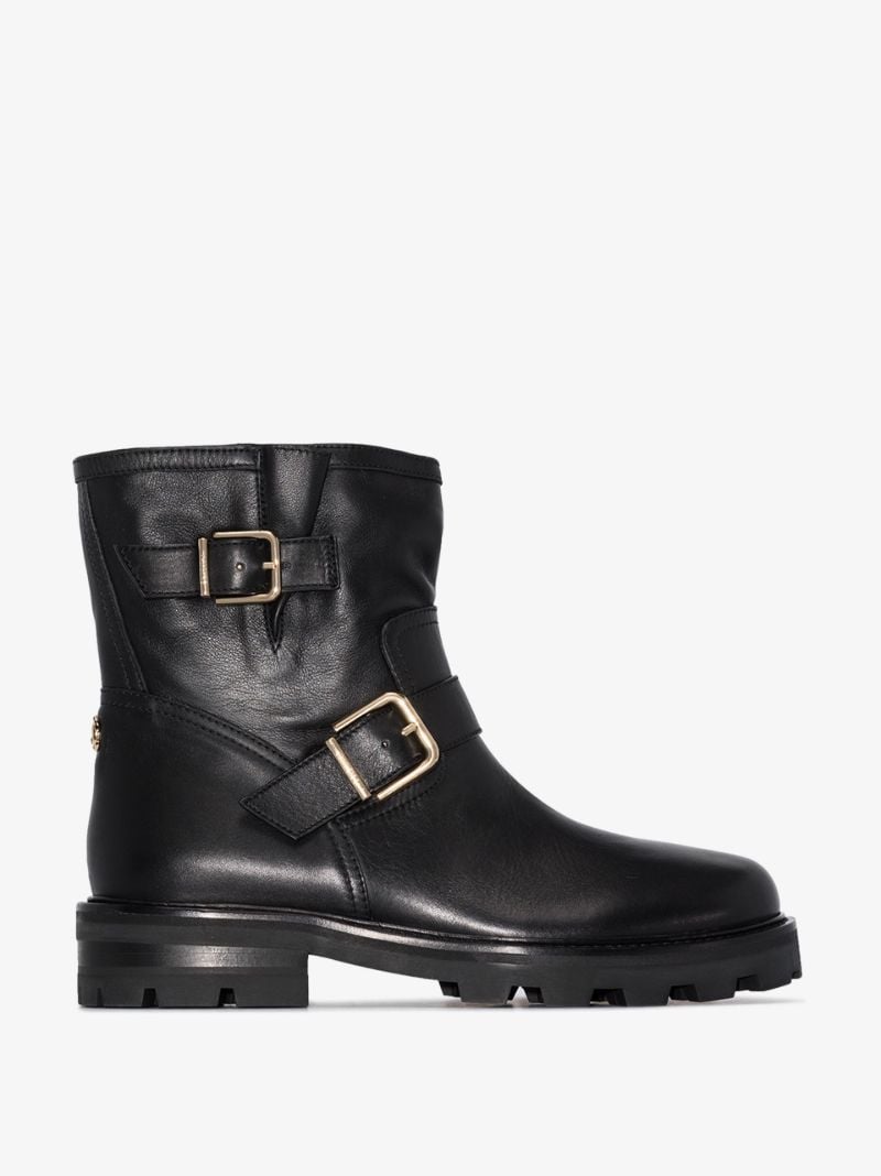 Black Youth Ii Leather Biker Boots