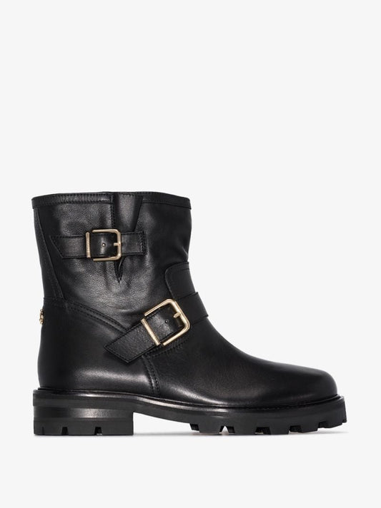 Black Youth Ii Leather Biker Boots