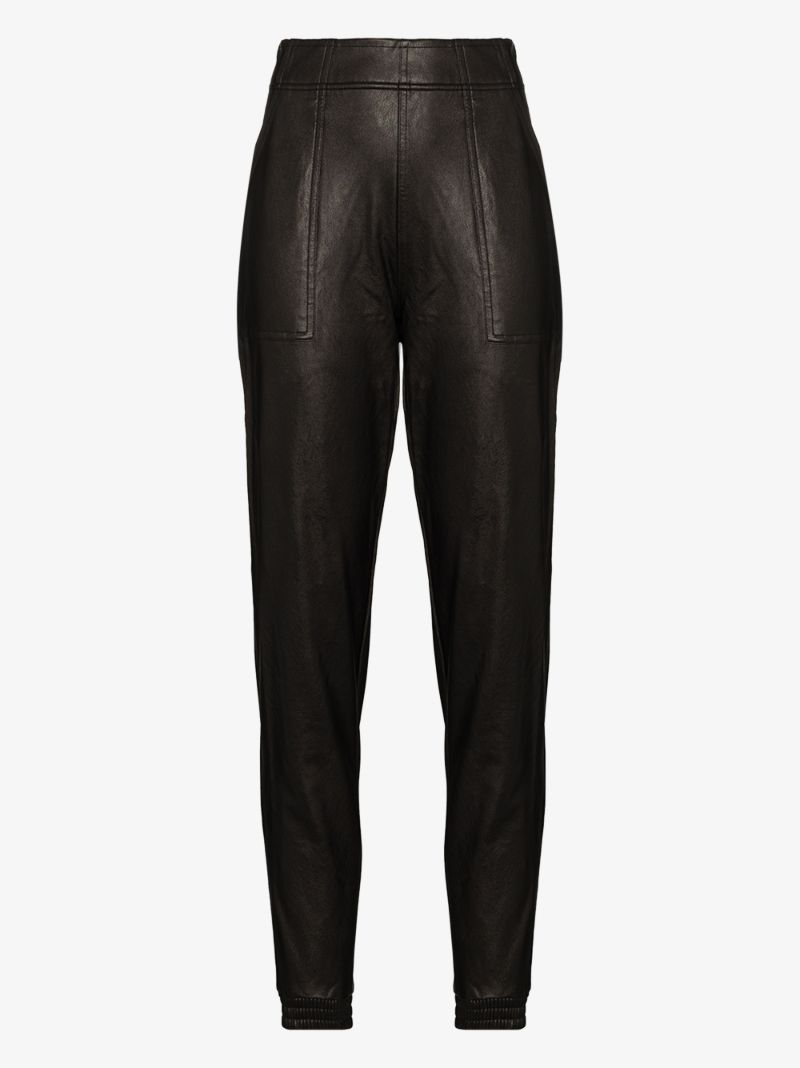 Faux Leather Track Pants