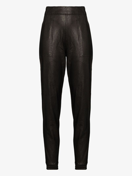 Faux Leather Track Pants