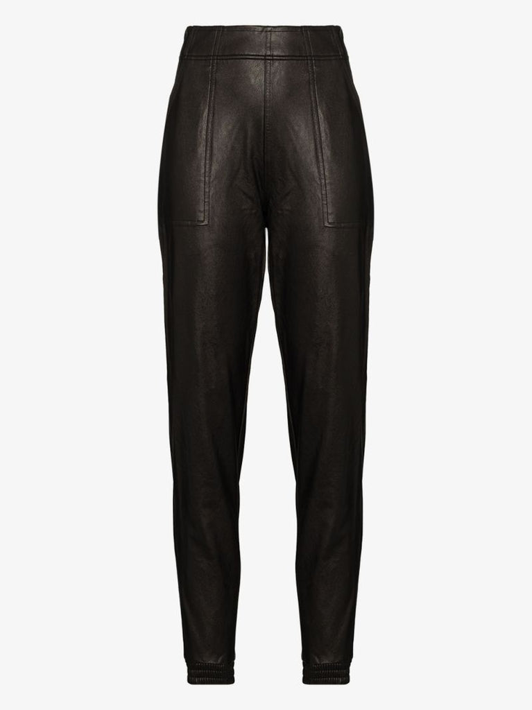 Faux Leather Track Pants