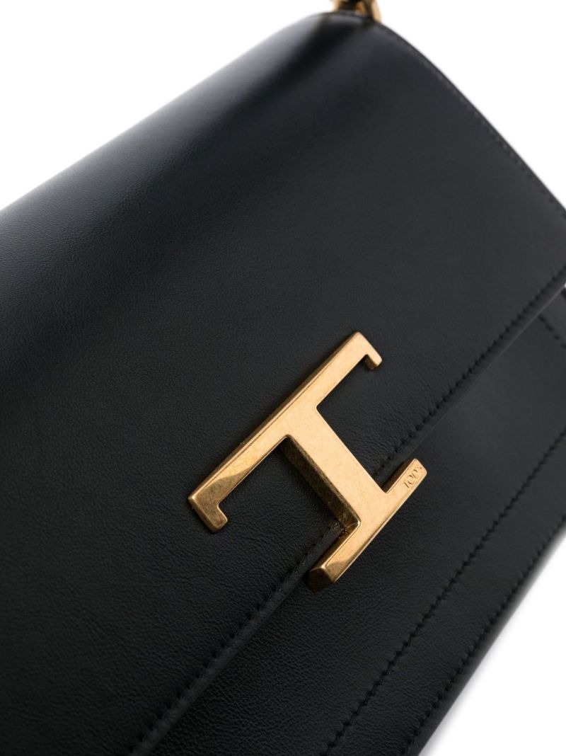 Black Logo Plaque Mini Leather Shoulder Bag