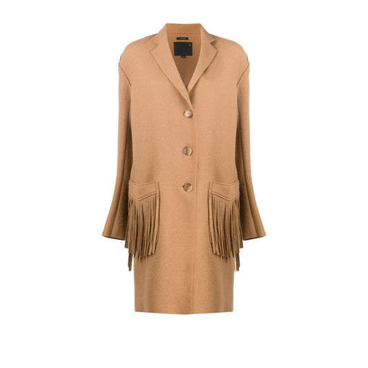 Brown Single-breasted Fringed Coat