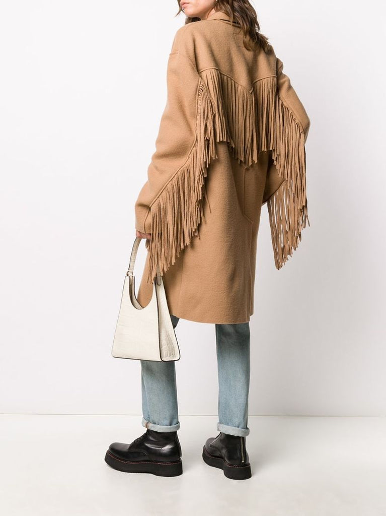Brown Single-breasted Fringed Coat