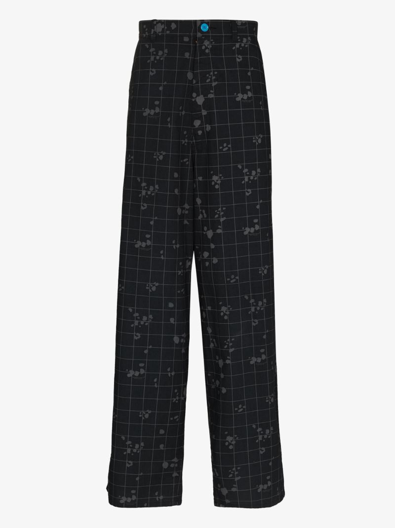Check Printed Loose Leg Trousers