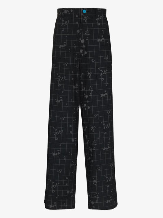 Check Printed Loose Leg Trousers