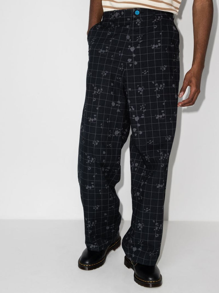 Check Printed Loose Leg Trousers