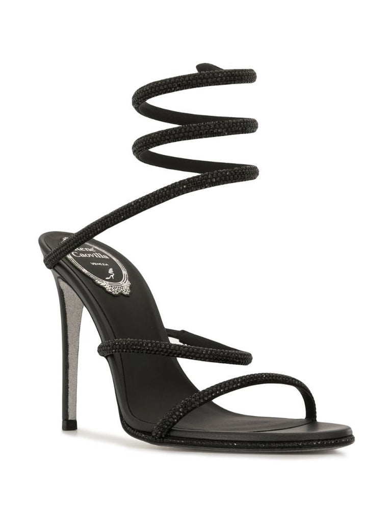 Black Cleo Crystal Embellished Sandals