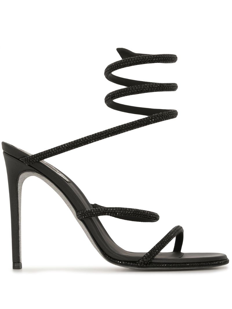 Black Cleo Crystal Embellished Sandals
