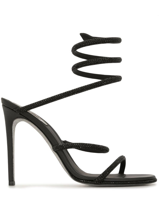 Black Cleo Crystal Embellished Sandals