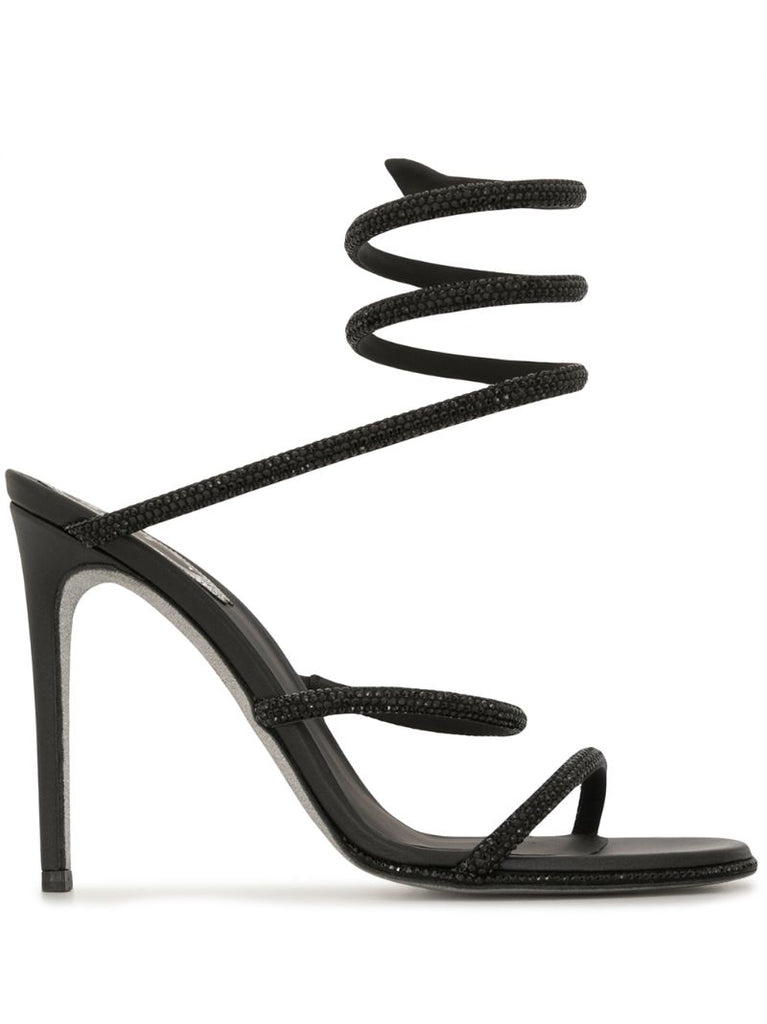 Black Cleo Crystal Embellished Sandals