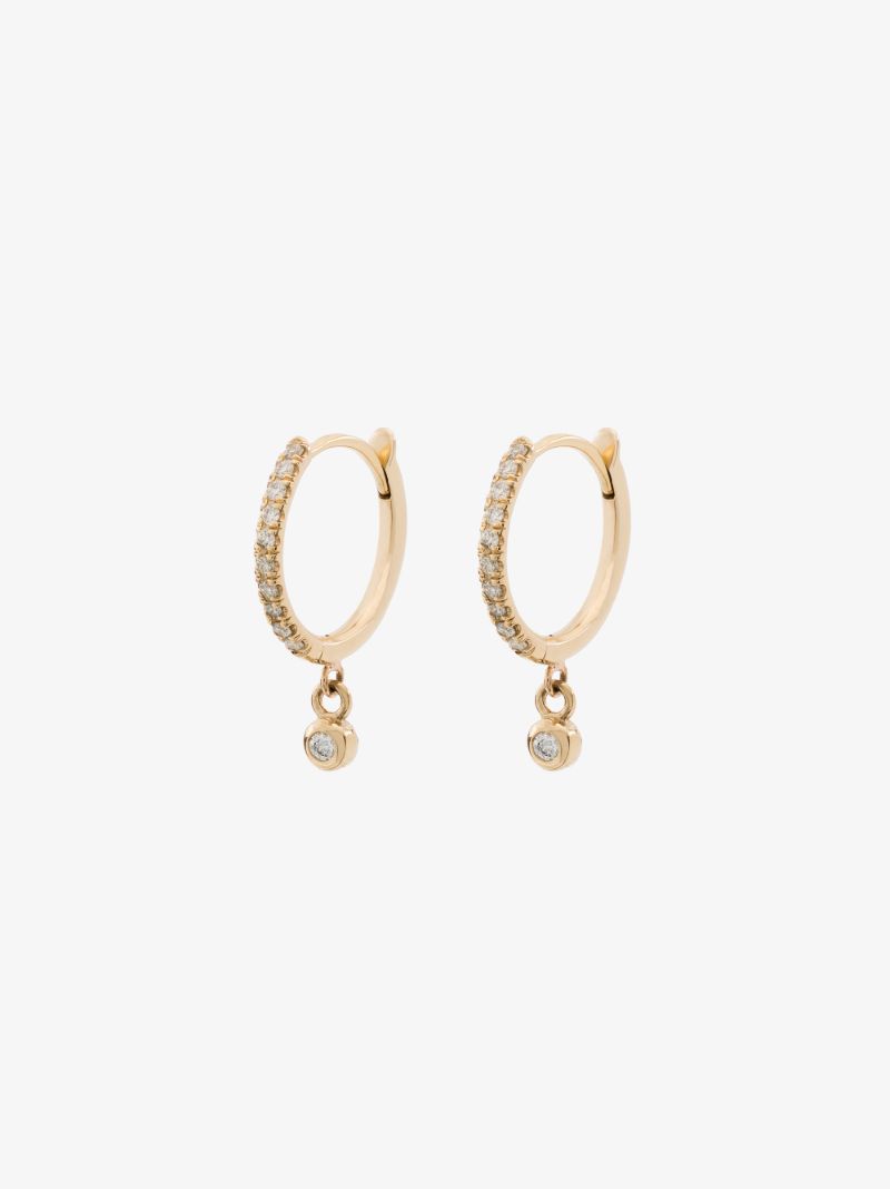 14k Yellow Gold Diamond Hoop Earrings