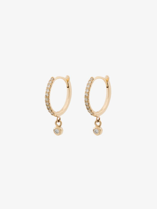 14k Yellow Gold Diamond Hoop Earrings
