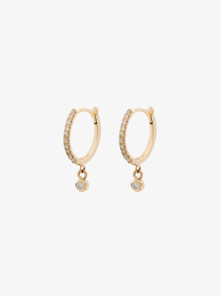 14k Yellow Gold Diamond Hoop Earrings