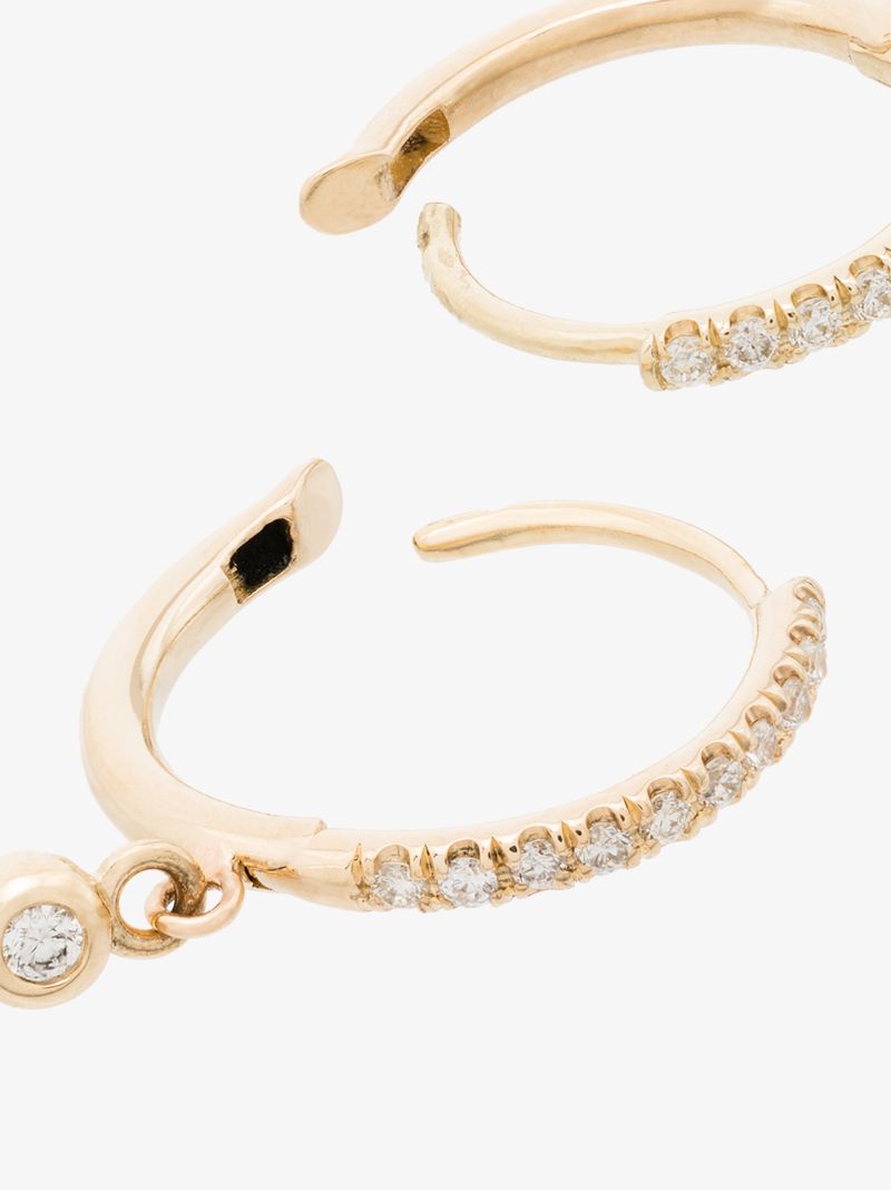 14k Yellow Gold Diamond Hoop Earrings
