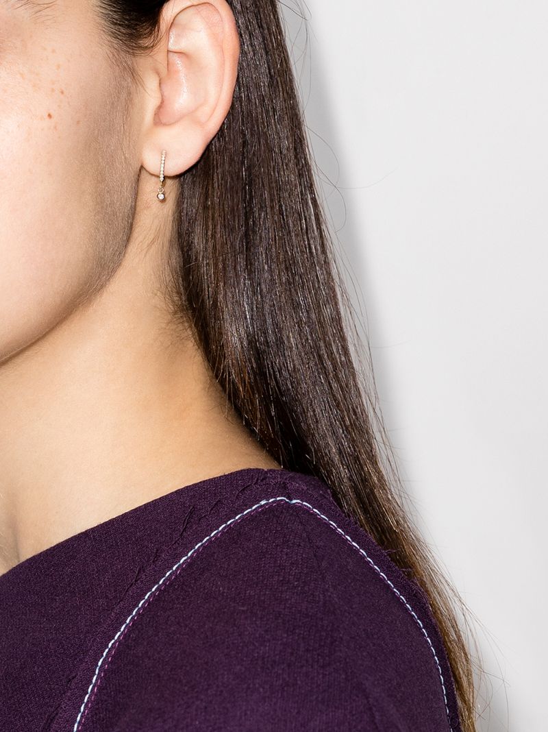 14k Yellow Gold Diamond Hoop Earrings