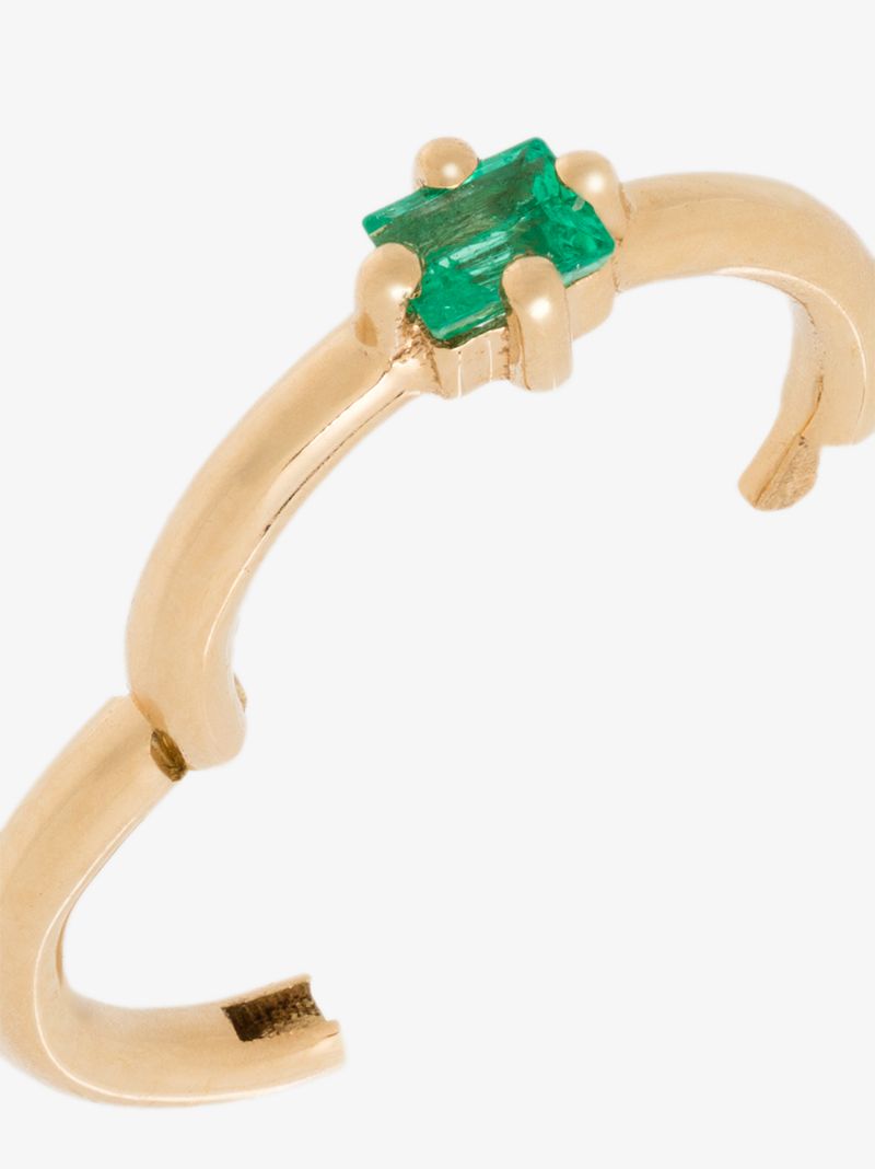 18k Yellow Gold Emerald Hoop Earring