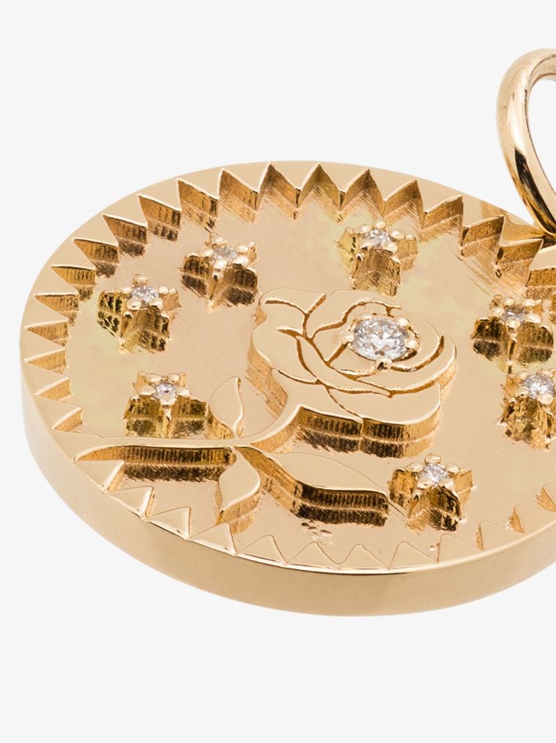 18k Yellow Gold Rose of the World Baby Diamond Medallion Charm