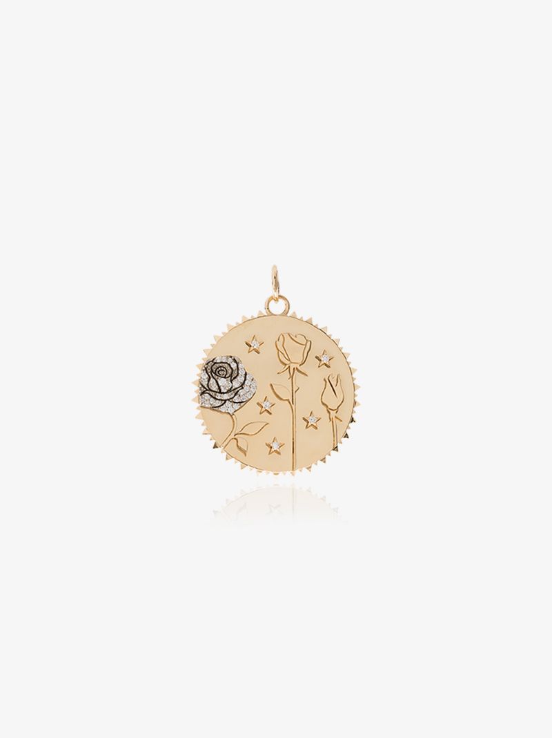 18k Yellow Gold Large Rose of the World Diamond Medallion