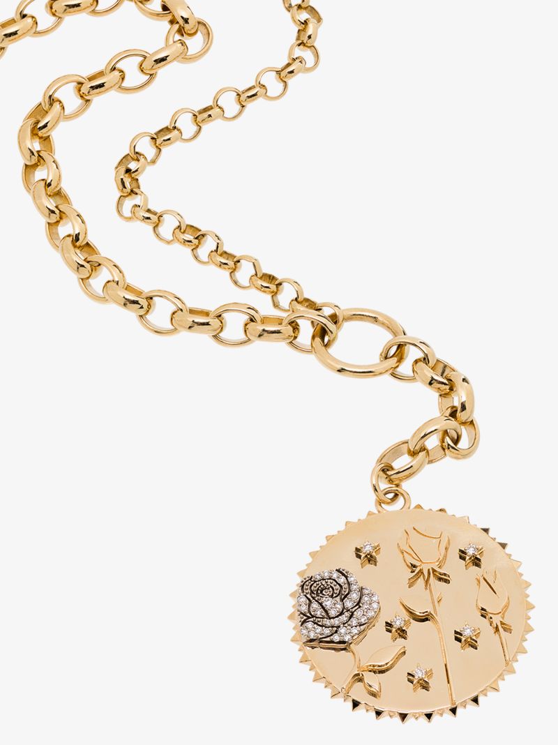 18k Yellow Gold Rose of the World Diamond Necklace