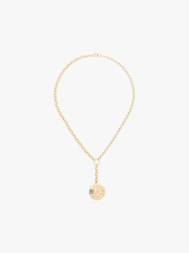18k Yellow Gold Rose of the World Diamond Necklace