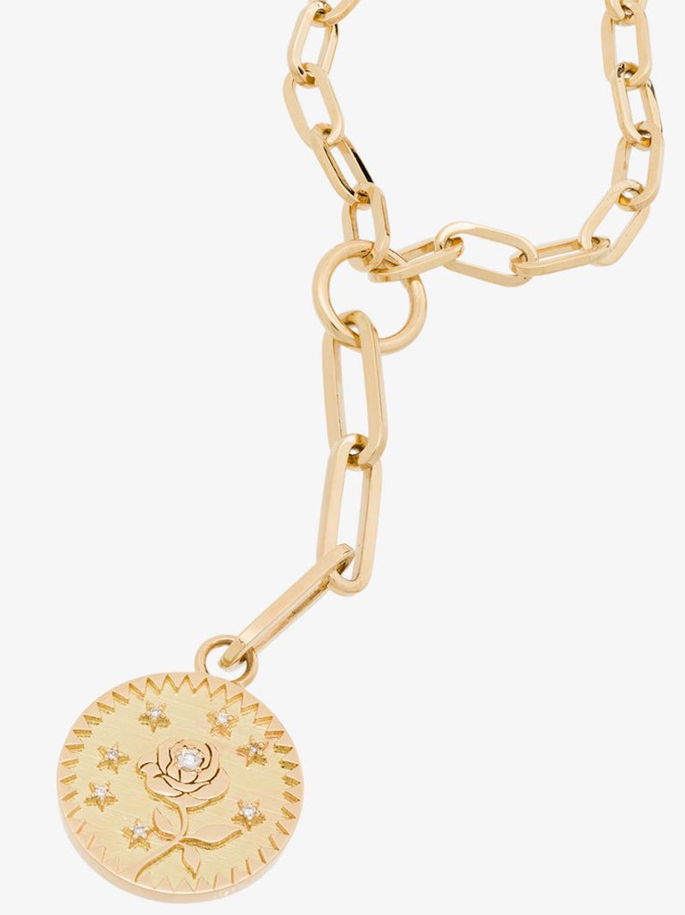 18k Yellow Gold Rose of the World Refined Clip Chain Diamond Necklace