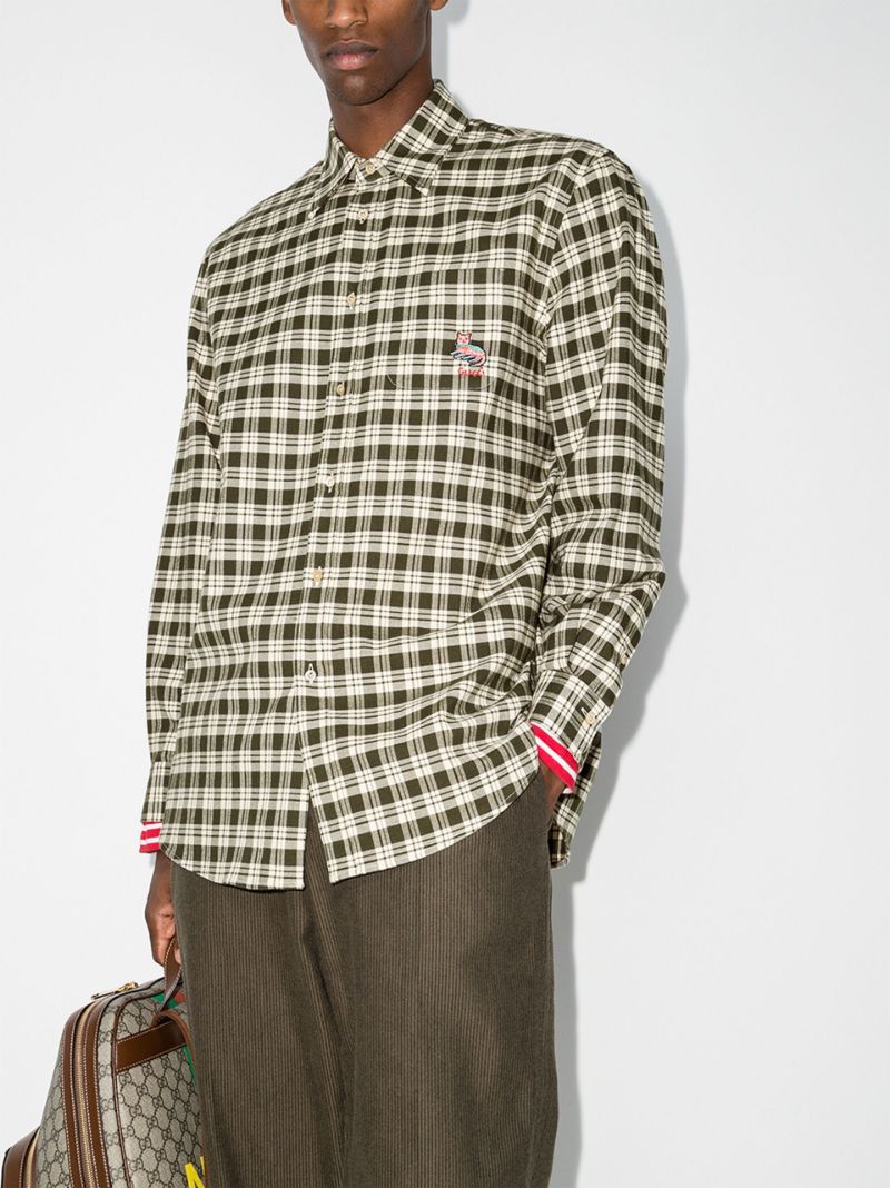 Embroidered Check Cotton Shirt