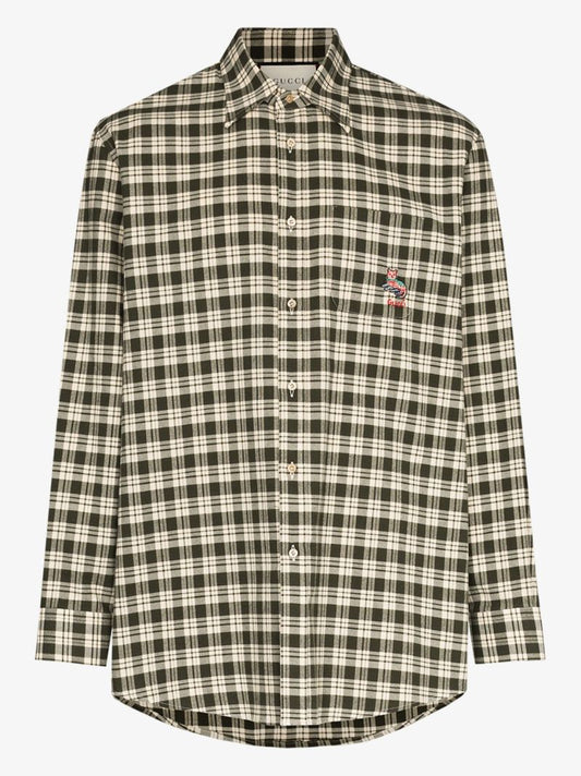 Embroidered Check Cotton Shirt