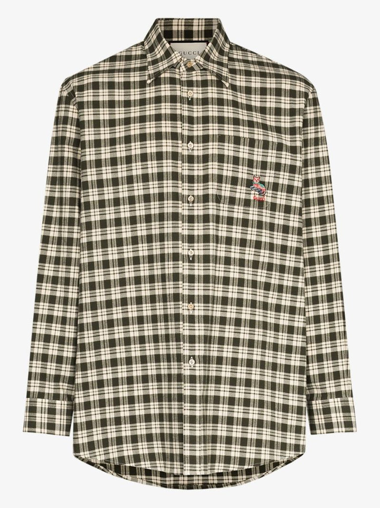 Embroidered Check Cotton Shirt