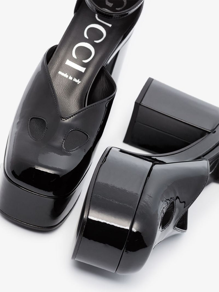 Black 105 Leather Platform Pumps