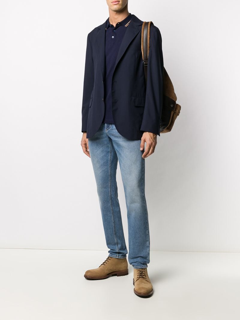 Blue Whiskered Straight Leg Jeans