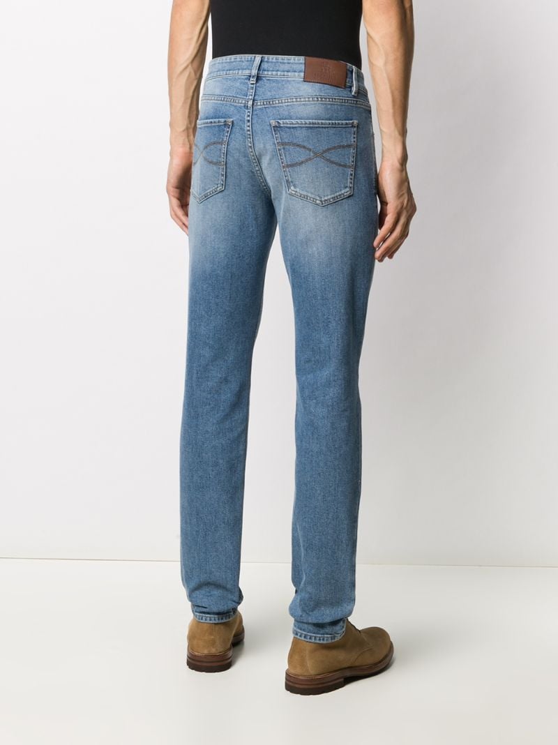 Blue Whiskered Straight Leg Jeans
