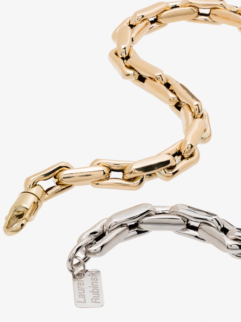14k Yellow and White Gold Small Square Link Necklace