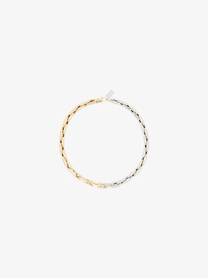 14k Yellow and White Gold Small Square Link Necklace