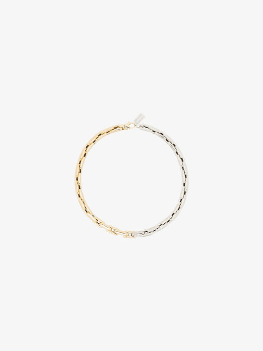 14k Yellow and White Gold Small Square Link Necklace