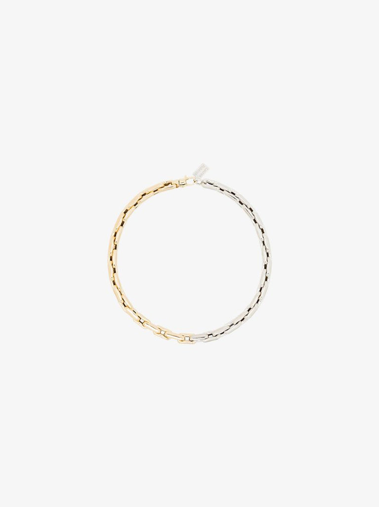 14k Yellow and White Gold Small Square Link Necklace