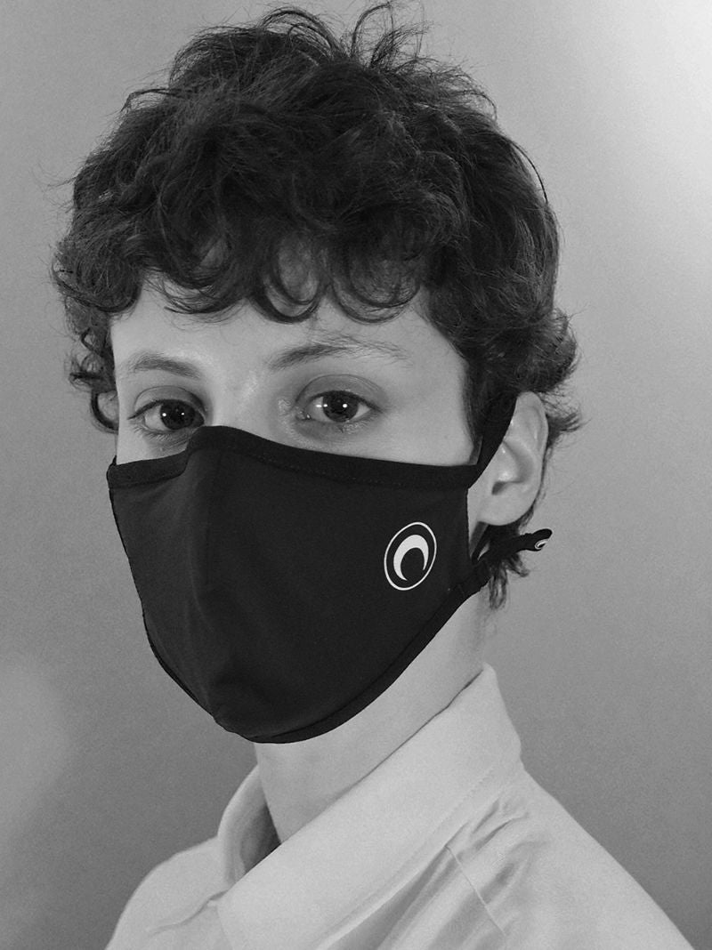 Black Crescent Moon Print Face Mask