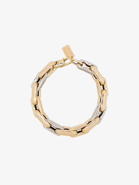 14k Yellow and White Gold Medium Square Link Bracelet